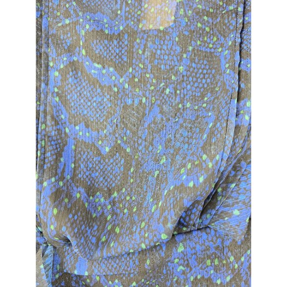 Allsaints Royal Blue Hali Tamora Sheer Snake Print Ruched Mini Dress UK 10 US 6 - Picture 5 of 8